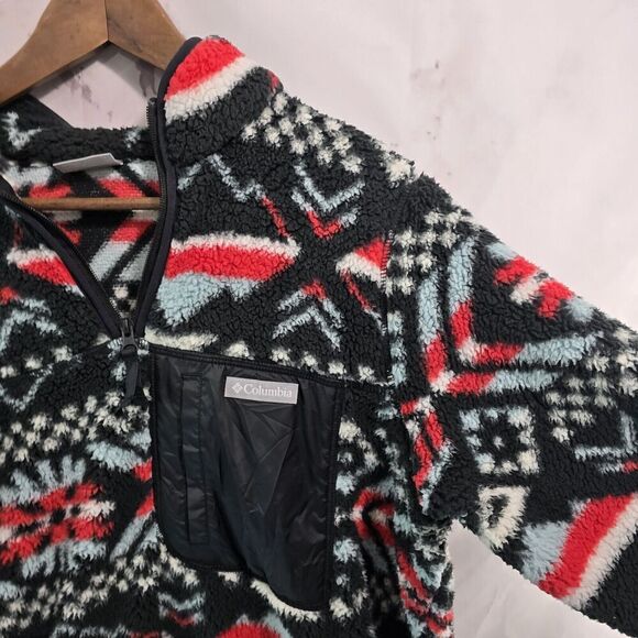 Columbia Jacket Womens XL Red Black Fleece Quarter Zip Fuzzy Westbound - Picture 9 of 10